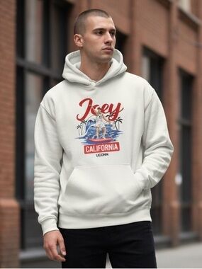 JOEY CALIFORNIA Men’s XL White Hoodie Sweatshirt JOEY CALCATERRA UCONN